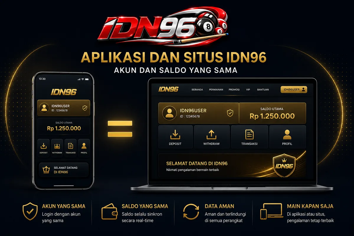 Aplikasi dan situs IDN96 memakai akun dan saldo yang sama