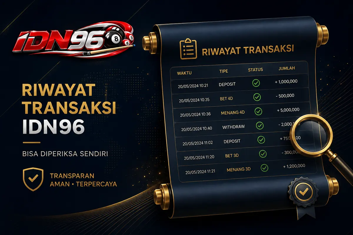 Riwayat transaksi IDN96 yang tercatat dan bisa dicocokkan sendiri